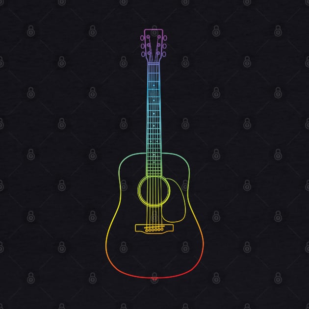 Dreadnought Style Acoustic Guitar Colorful Outline by nightsworthy